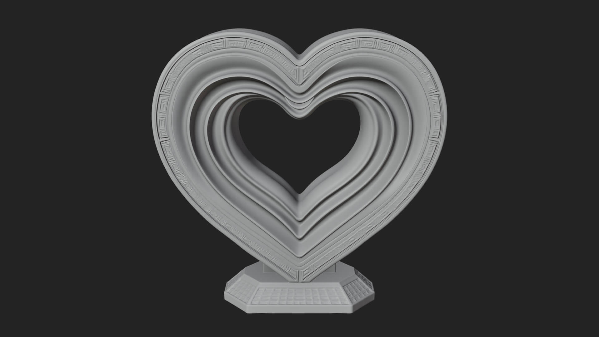 Ornate Framed Heart Plaque Design 255 3D Print Model 3D Model