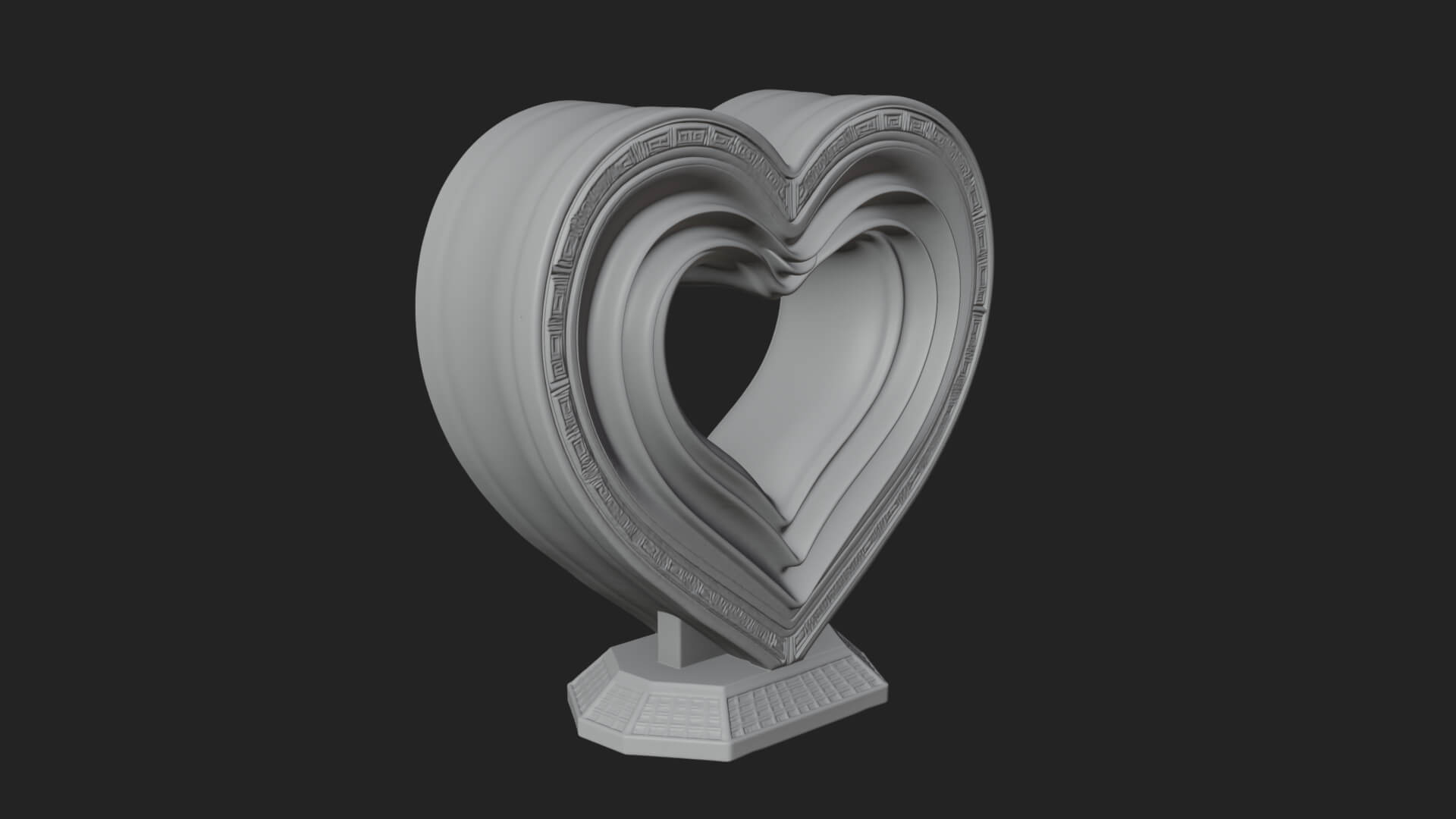 Ornate Framed Heart Plaque Design 255 3D Print Model 3D Model