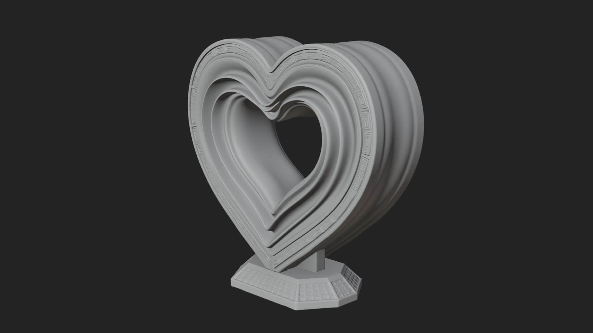 Ornate Framed Heart Plaque Design 255 3D Print Model 3D Model