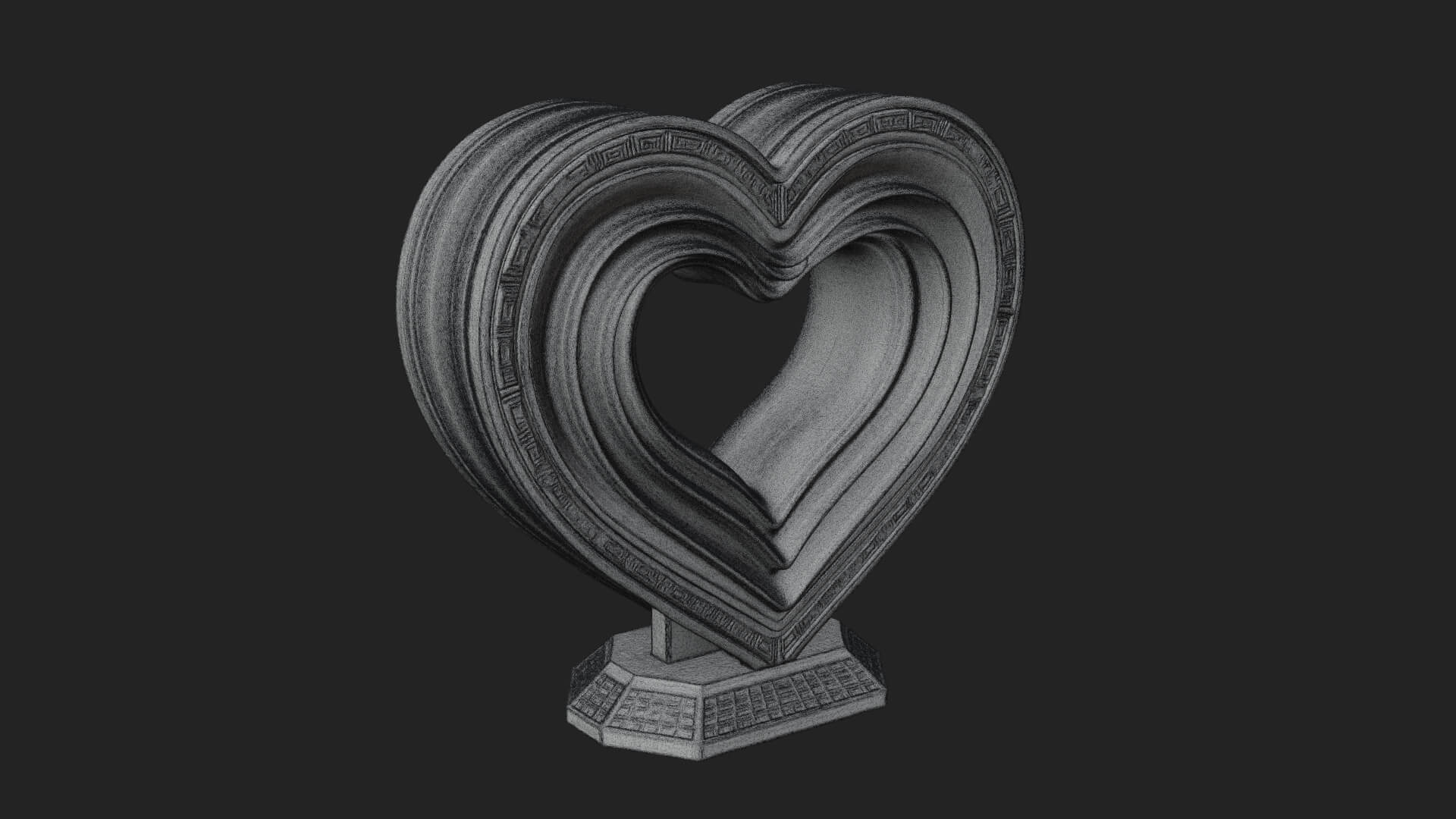 Ornate Framed Heart Plaque Design 255 3D Print Model 3D Model