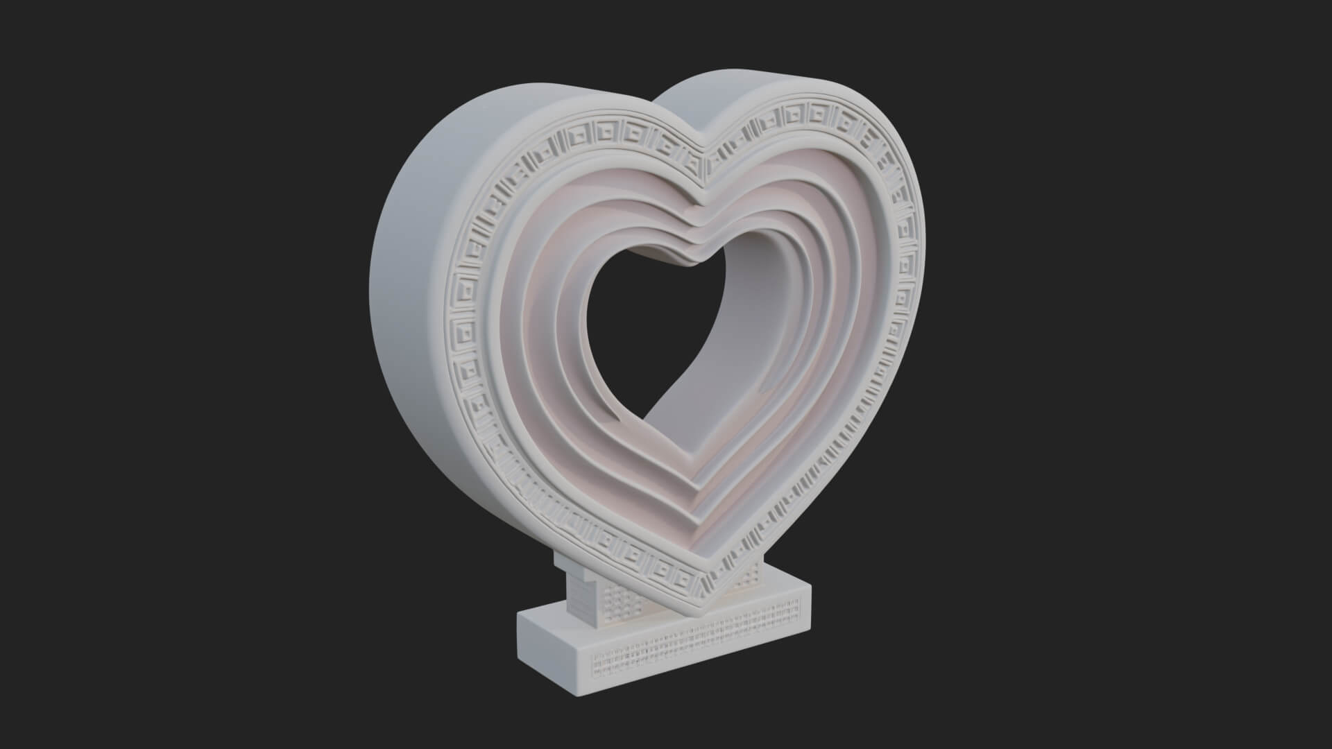 Ornate Framed Heart Plaque Design 256 3D Print Model 3D Model