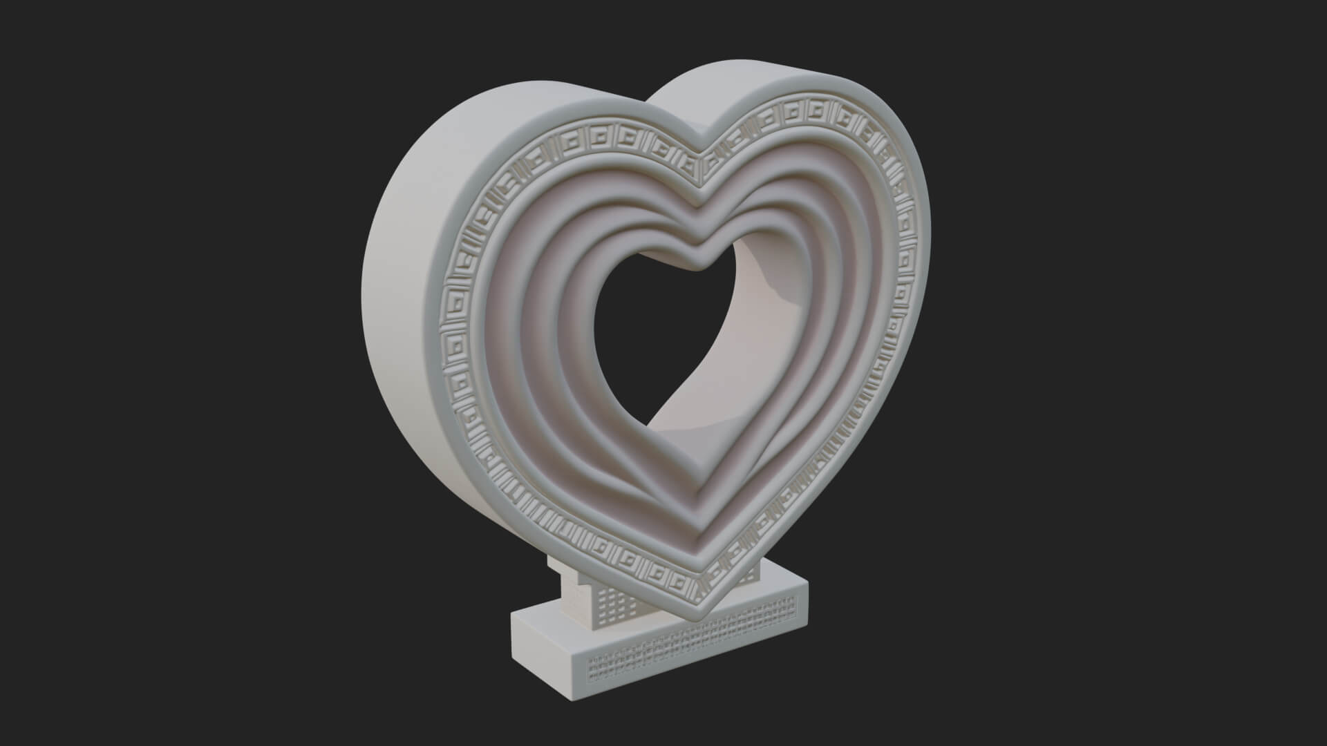 Ornate Framed Heart Plaque Design 256 3D Print Model 3D Model