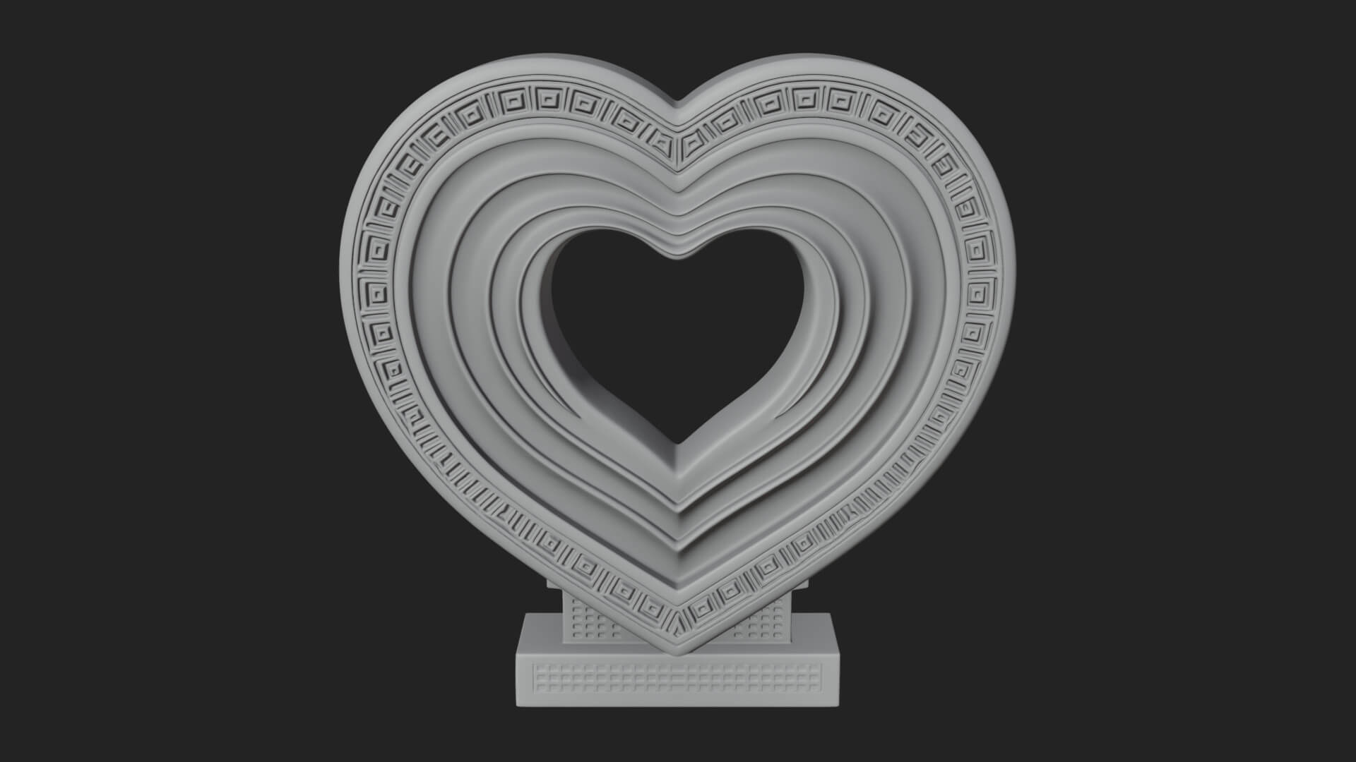 Ornate Framed Heart Plaque Design 256 3D Print Model 3D Model