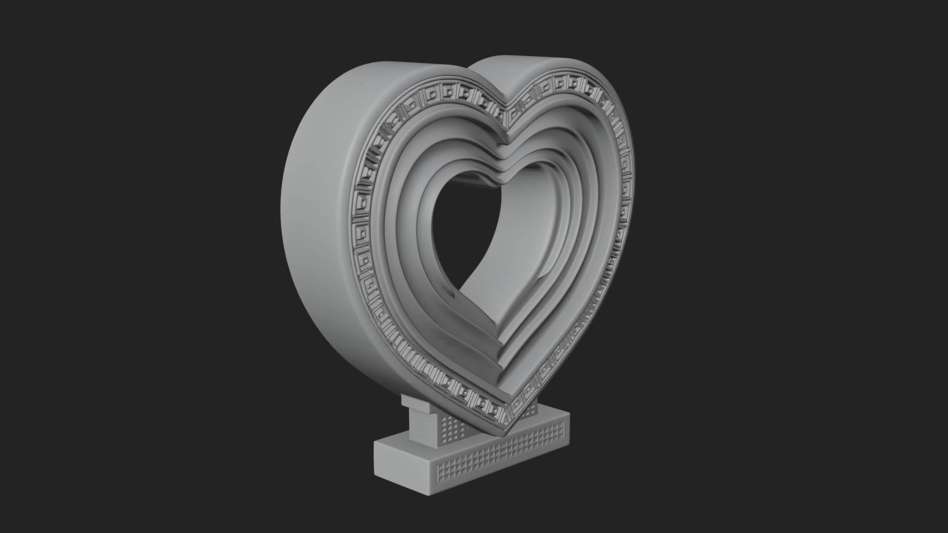 Ornate Framed Heart Plaque Design 256 3D Print Model 3D Model