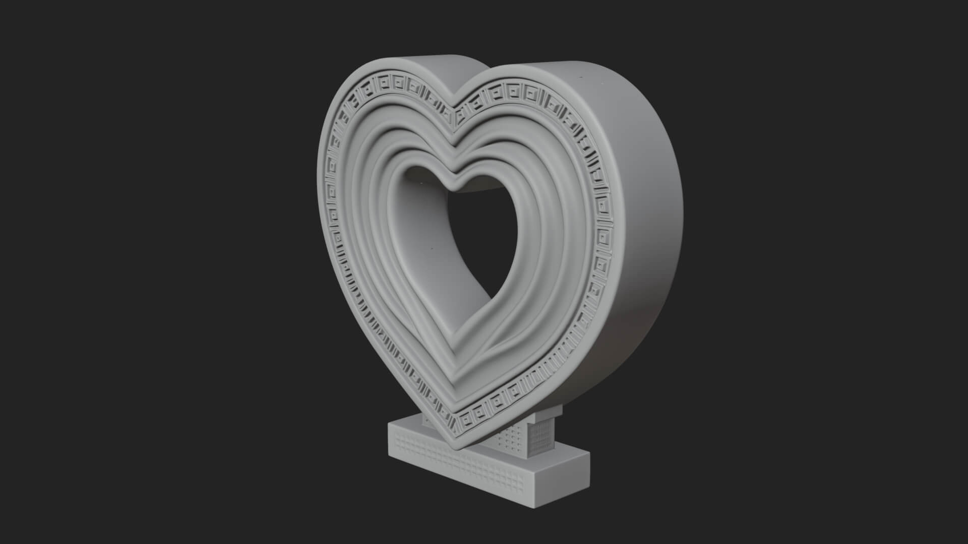Ornate Framed Heart Plaque Design 256 3D Print Model 3D Model