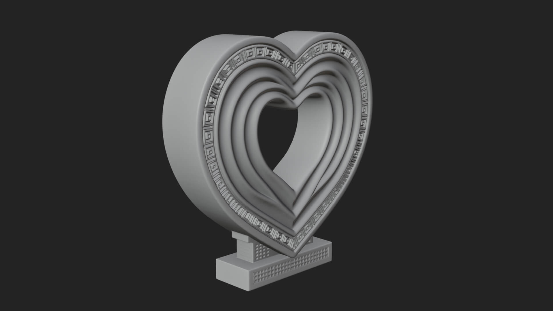 Ornate Framed Heart Plaque Design 256 3D Print Model 3D Model