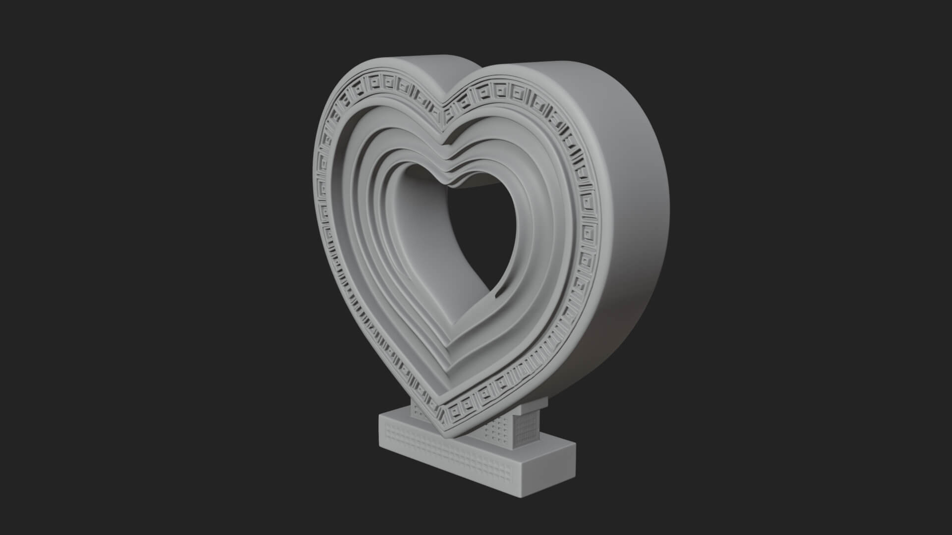 Ornate Framed Heart Plaque Design 256 3D Print Model 3D Model