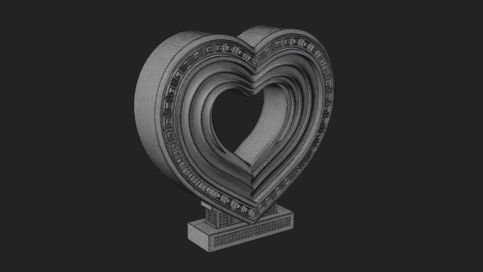 Ornate Framed Heart Plaque Design 256 3D Print Model 3D Model