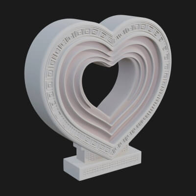 Ornate Framed Heart Plaque Design 256 3D Print Model
