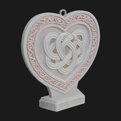 Ornate Framed Heart Plaque Design 258 3D Print Model