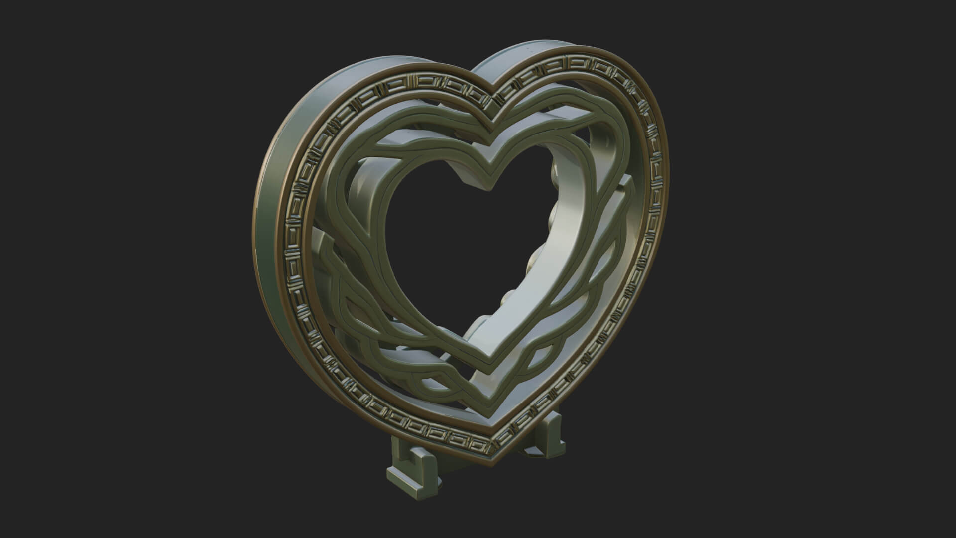 Ornate Framed Heart Plaque Design 262 3D Print Model 3D Model