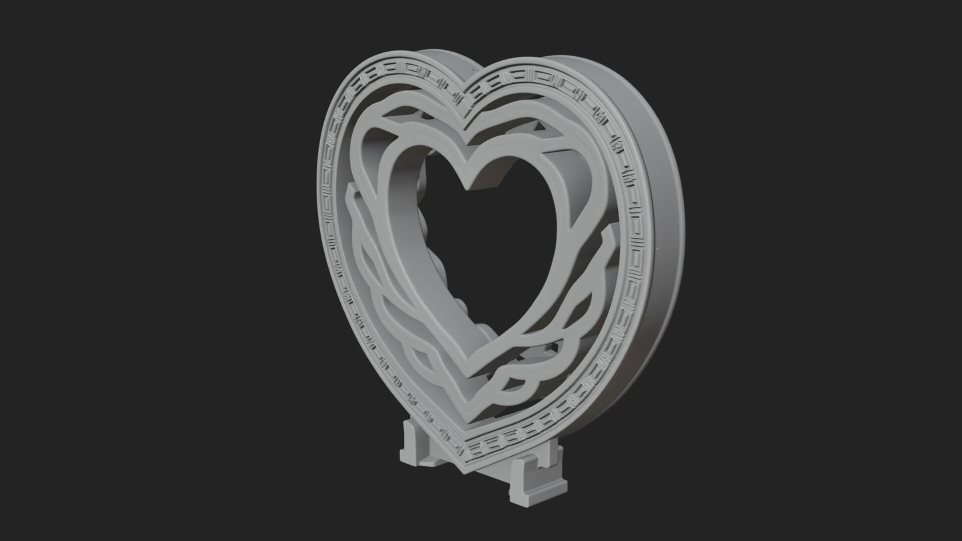 Ornate Framed Heart Plaque Design 262 3D Print Model 3D Model