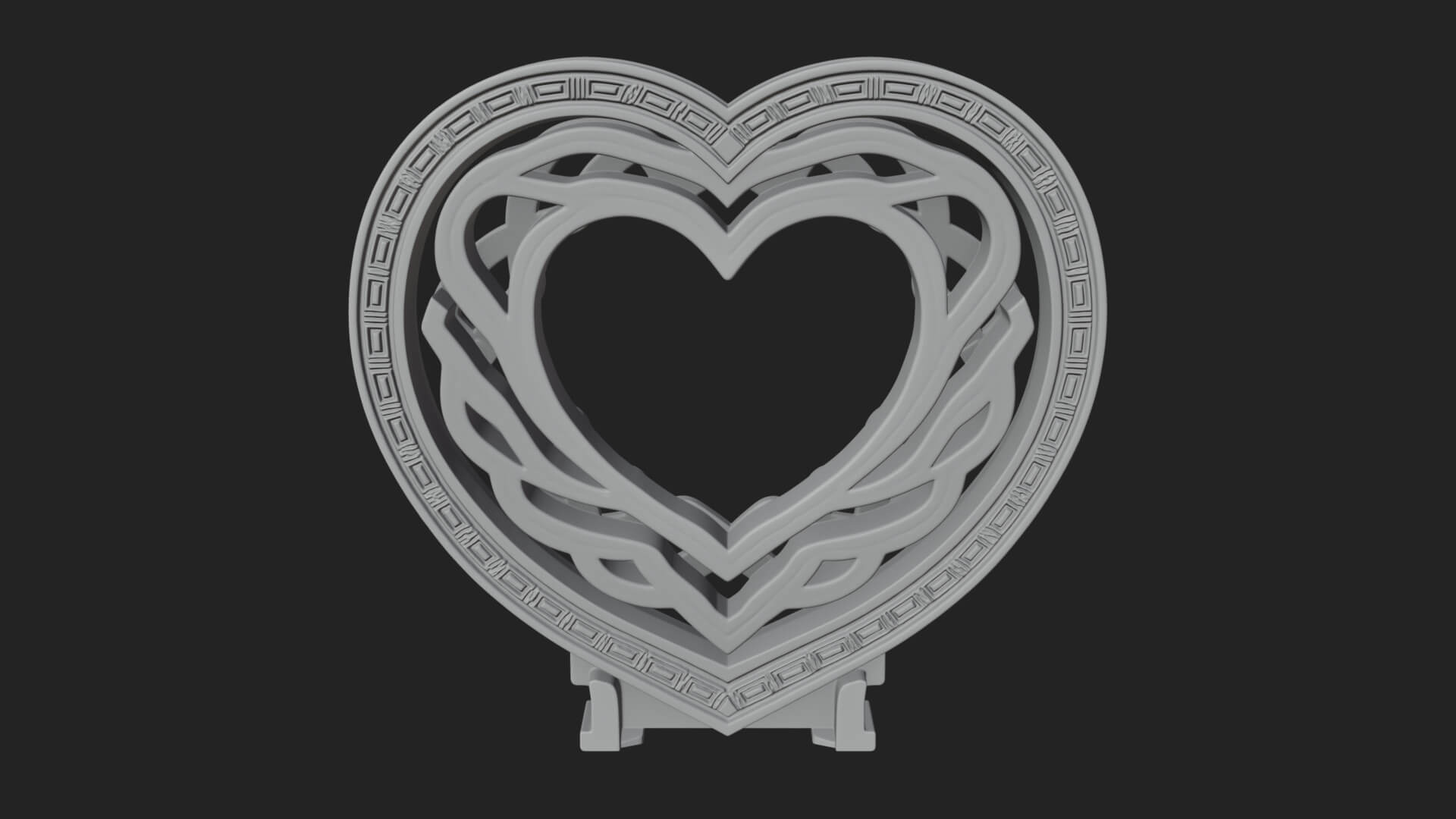 Ornate Framed Heart Plaque Design 262 3D Print Model 3D Model