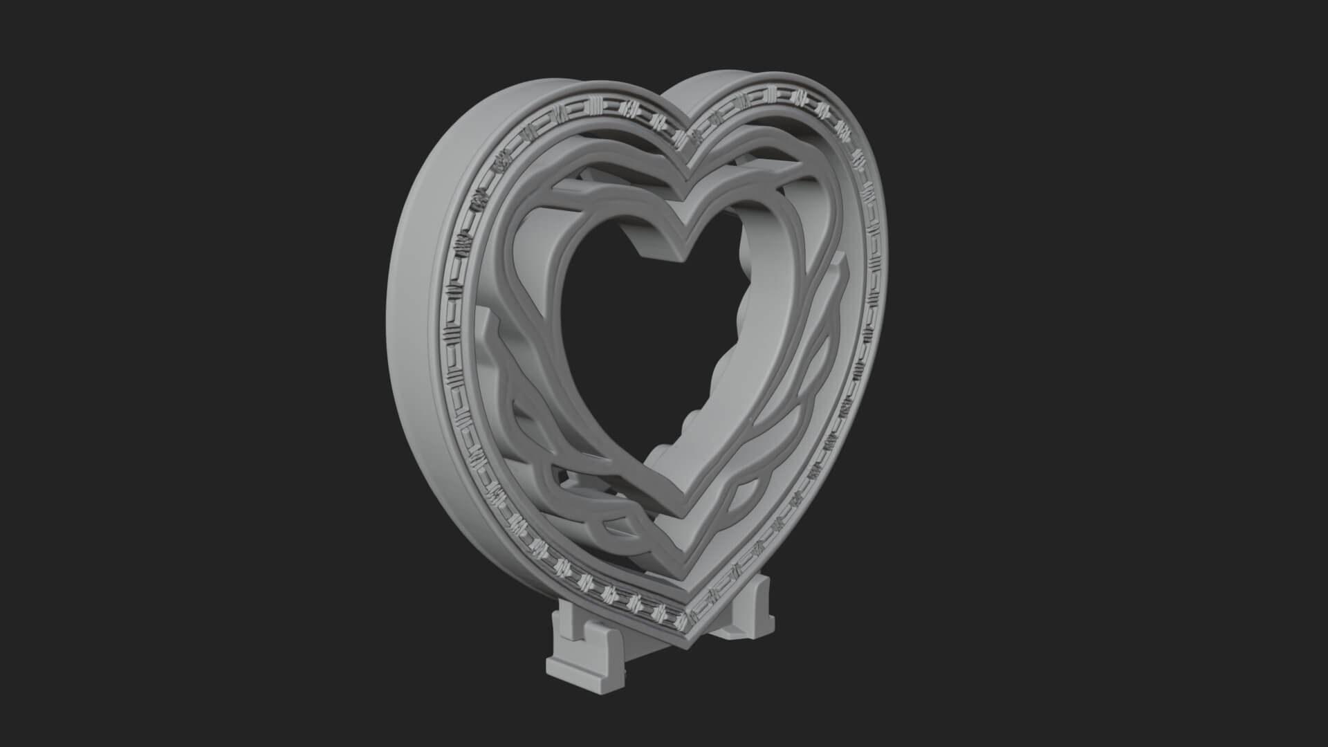 Ornate Framed Heart Plaque Design 262 3D Print Model 3D Model