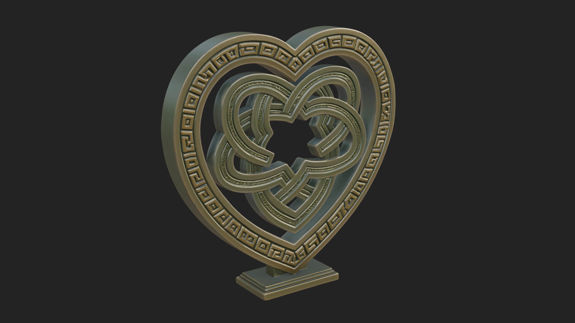 Ornate Framed Heart Plaque Design 264 3D Print Model 3D Model