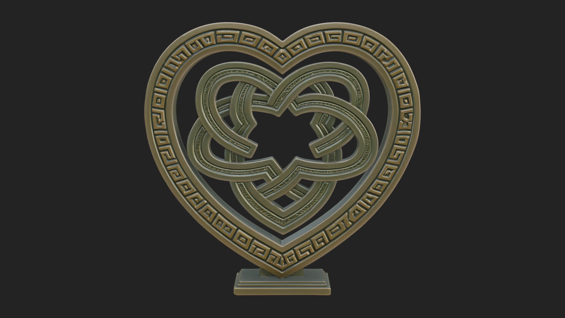 Ornate Framed Heart Plaque Design 264 3D Print Model 3D Model