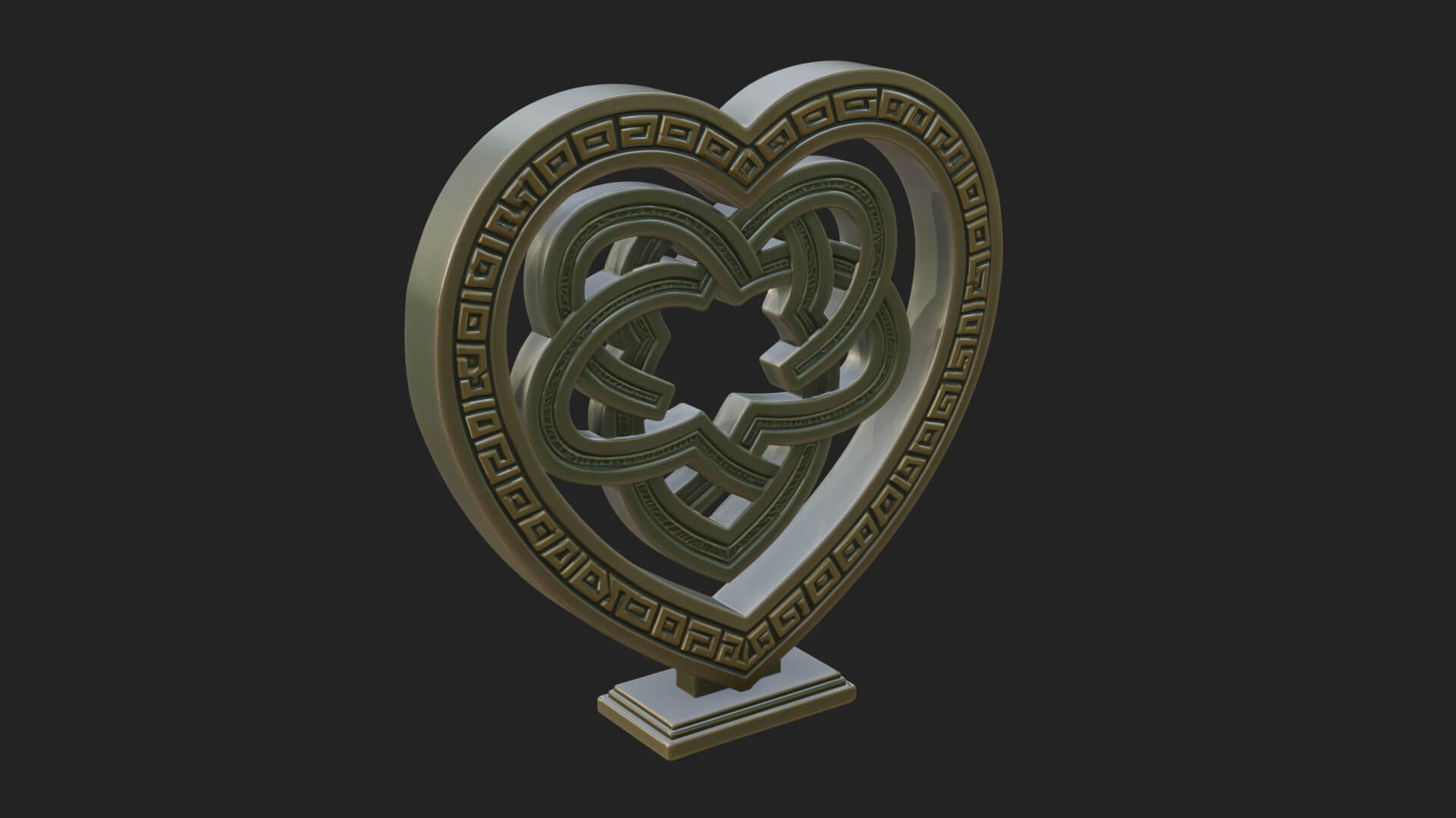 Ornate Framed Heart Plaque Design 264 3D Print Model 3D Model