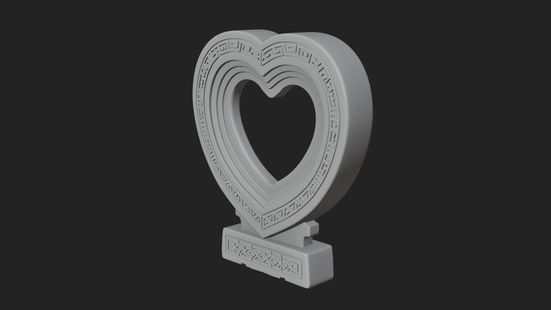 Ornate Framed Heart Plaque Design 268 3D Print Model 3D Model
