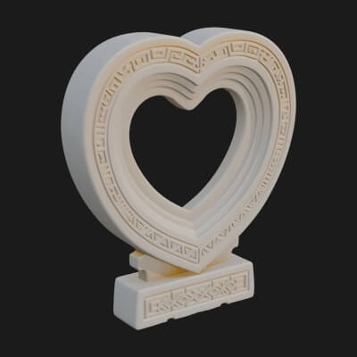 Ornate Framed Heart Plaque Design 268 3D Print Model