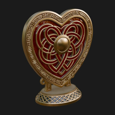 Ornate Framed Heart Plaque Design 270 3D Print Model
