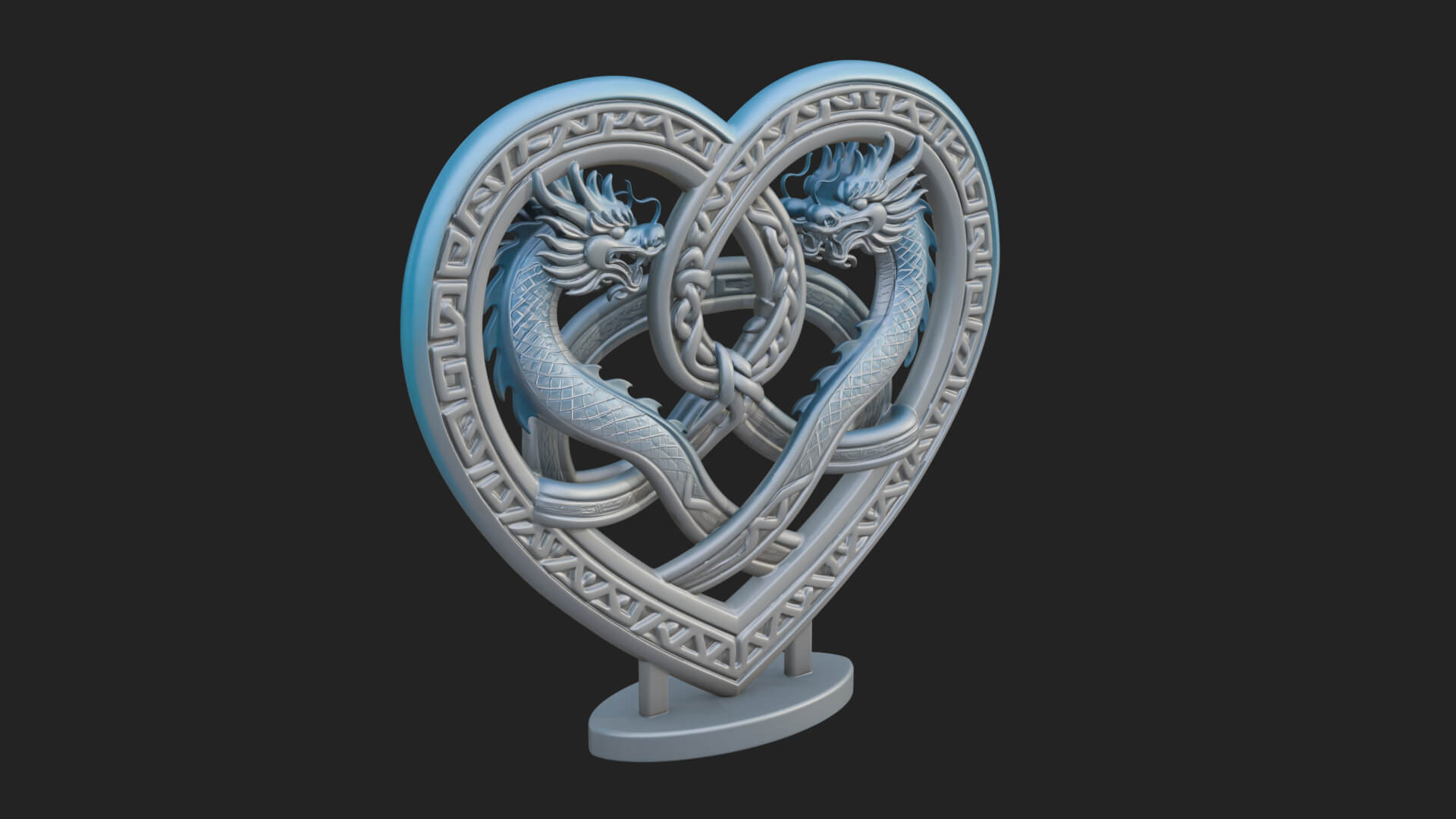 Ornate Framed Heart Plaque Design 273 3D Print Model 3D Model