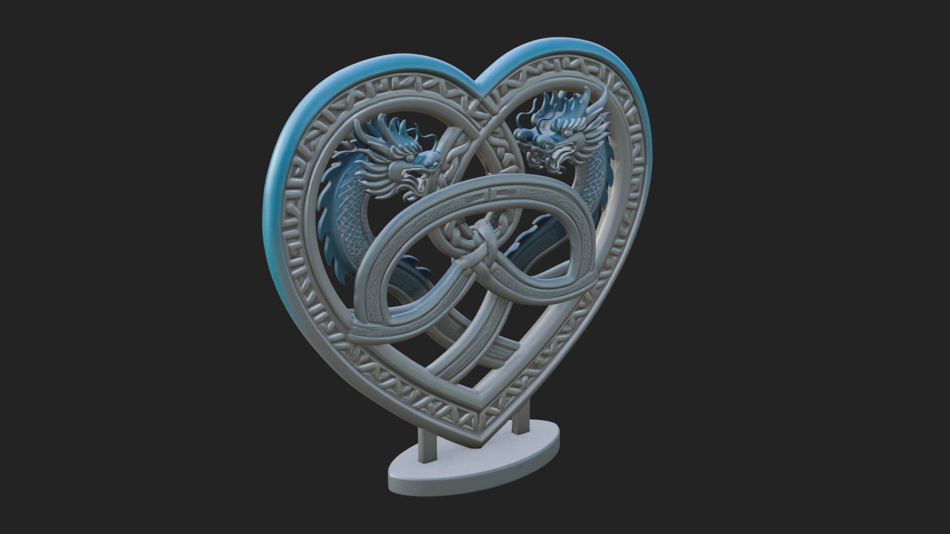 Ornate Framed Heart Plaque Design 273 3D Print Model 3D Model