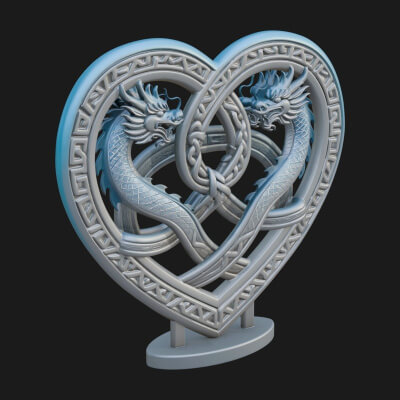 Ornate Framed Heart Plaque Design 273 3D Print Model