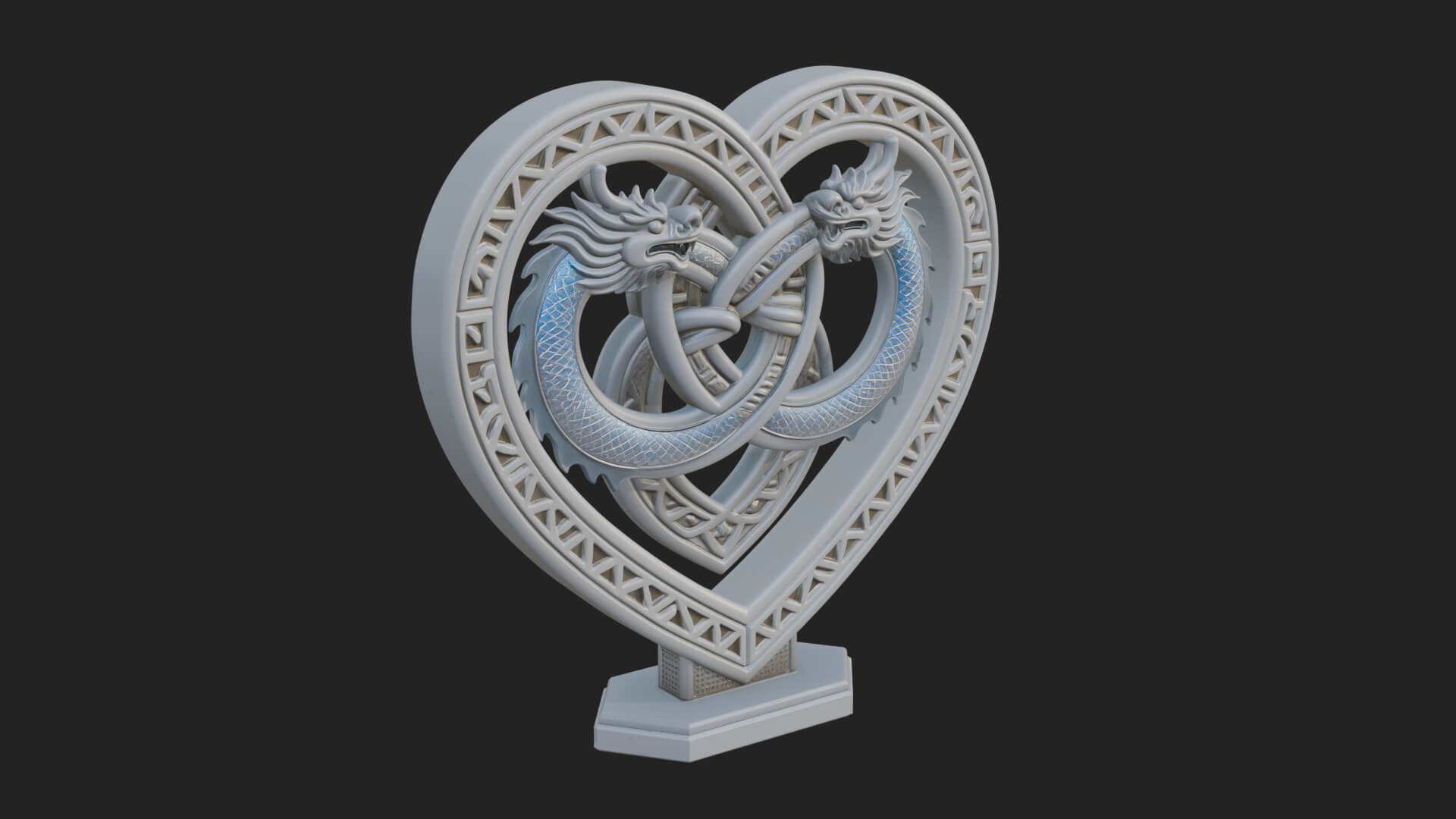 Ornate Framed Heart Plaque Design 274 3D Print Model 3D Model