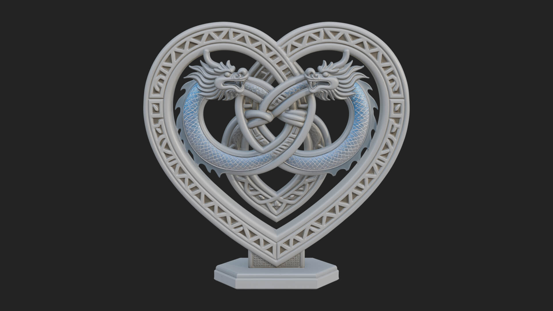 Ornate Framed Heart Plaque Design 274 3D Print Model 3D Model