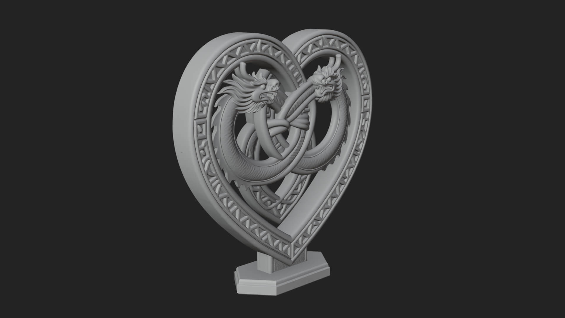 Ornate Framed Heart Plaque Design 274 3D Print Model 3D Model