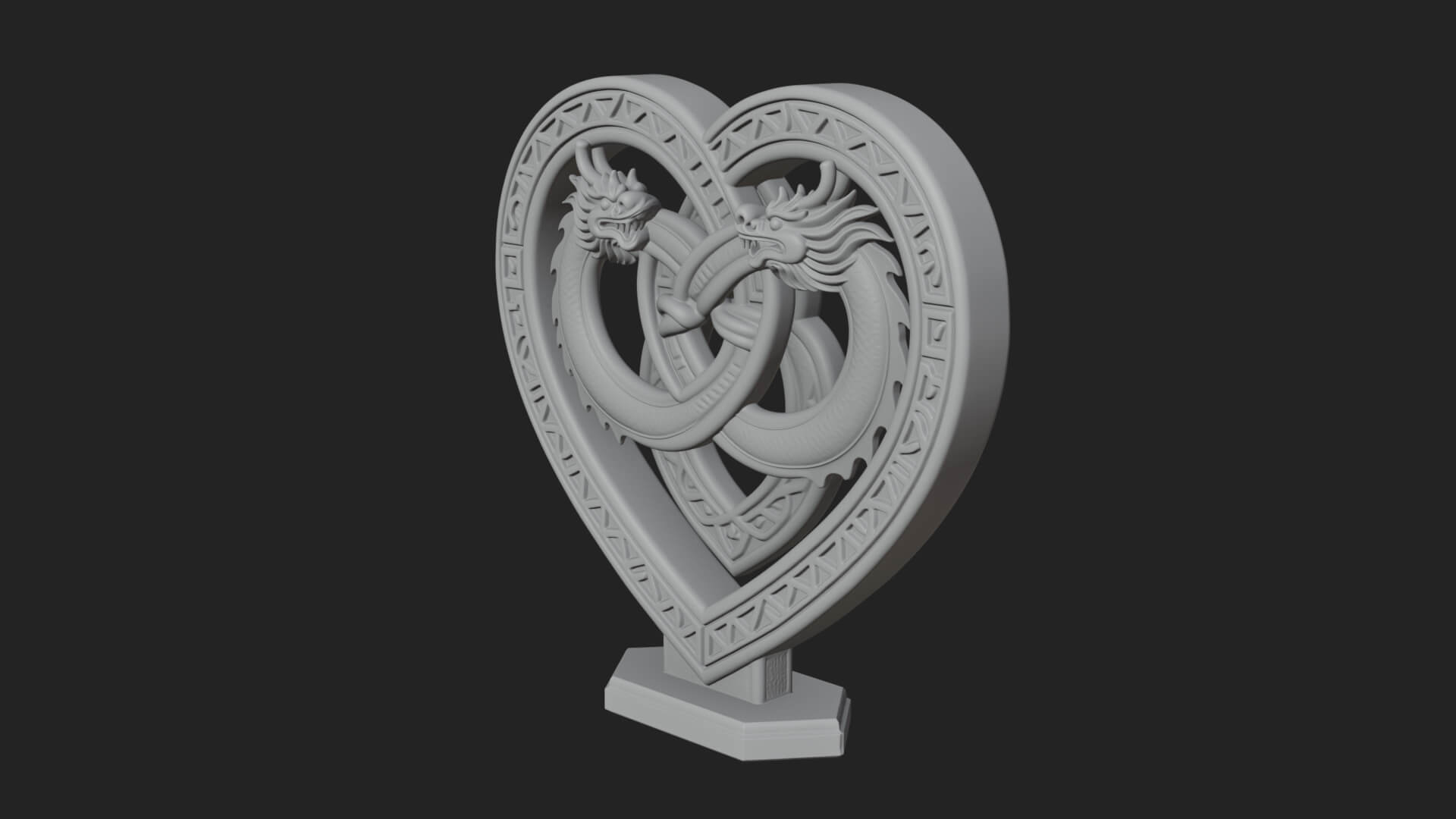 Ornate Framed Heart Plaque Design 274 3D Print Model 3D Model