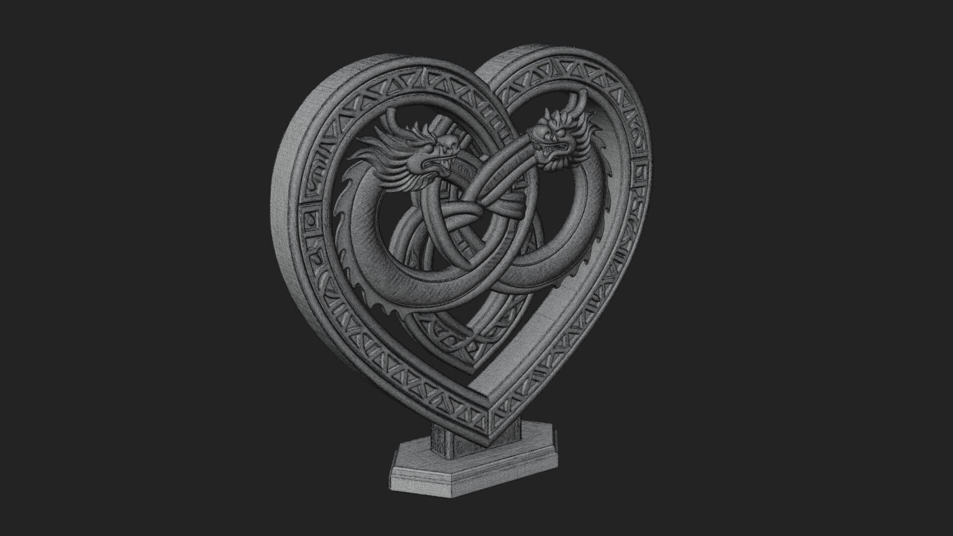 Ornate Framed Heart Plaque Design 274 3D Print Model 3D Model