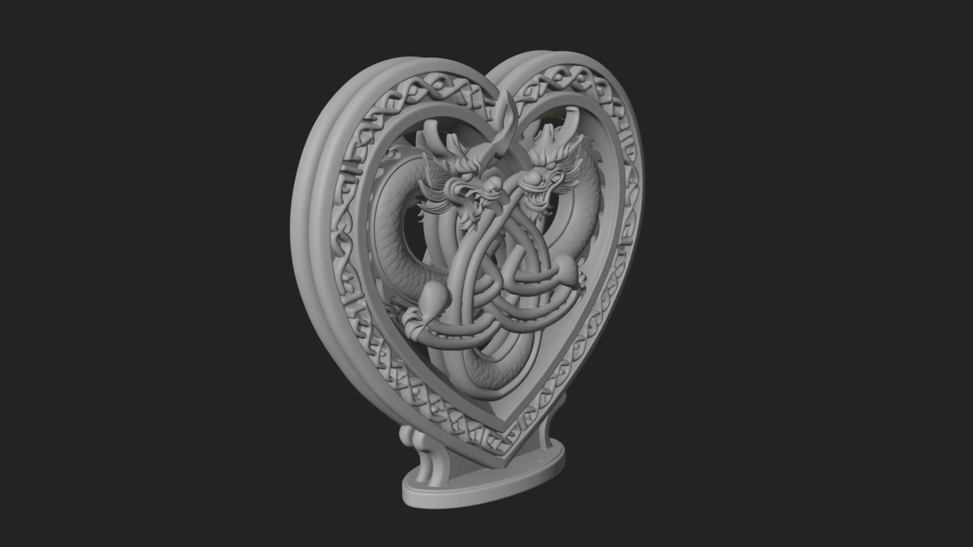 Ornate Framed Heart Plaque Design 275 3D Print Model 3D Model