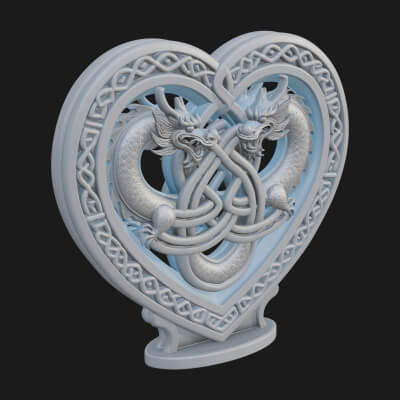 Ornate Framed Heart Plaque Design 275 3D Print Model