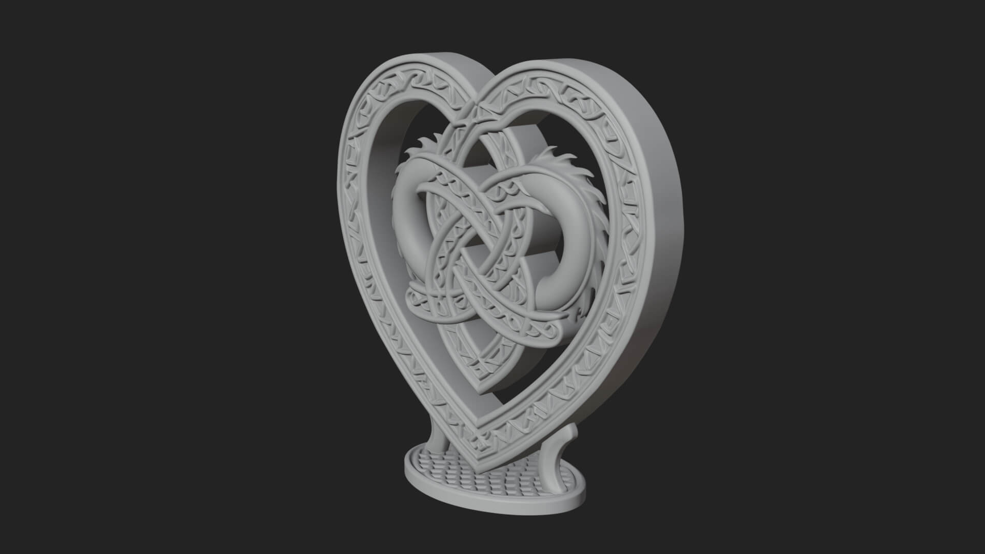 Ornate Framed Heart Plaque Design 276 3D Print Model 3D Model