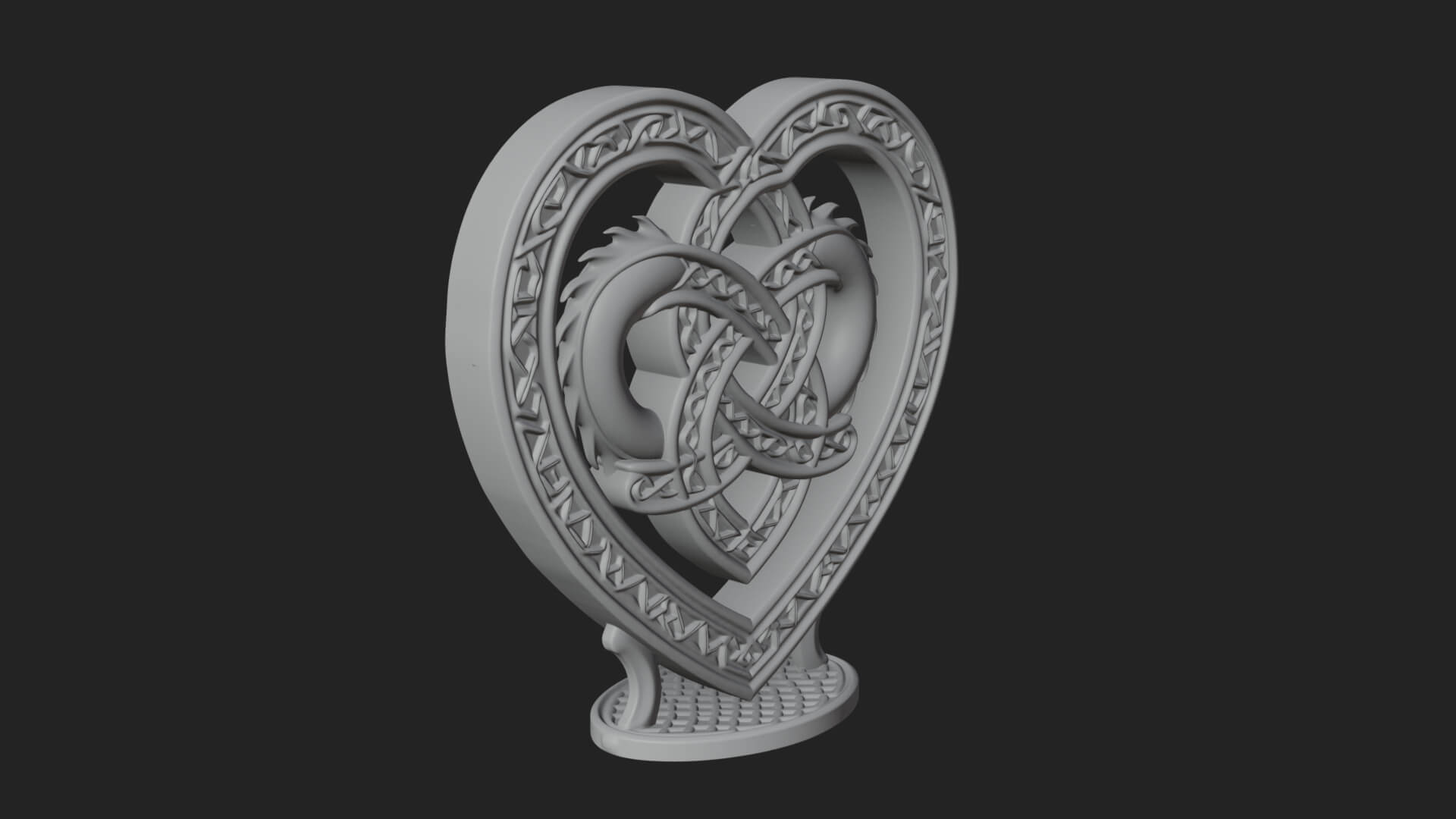 Ornate Framed Heart Plaque Design 276 3D Print Model 3D Model