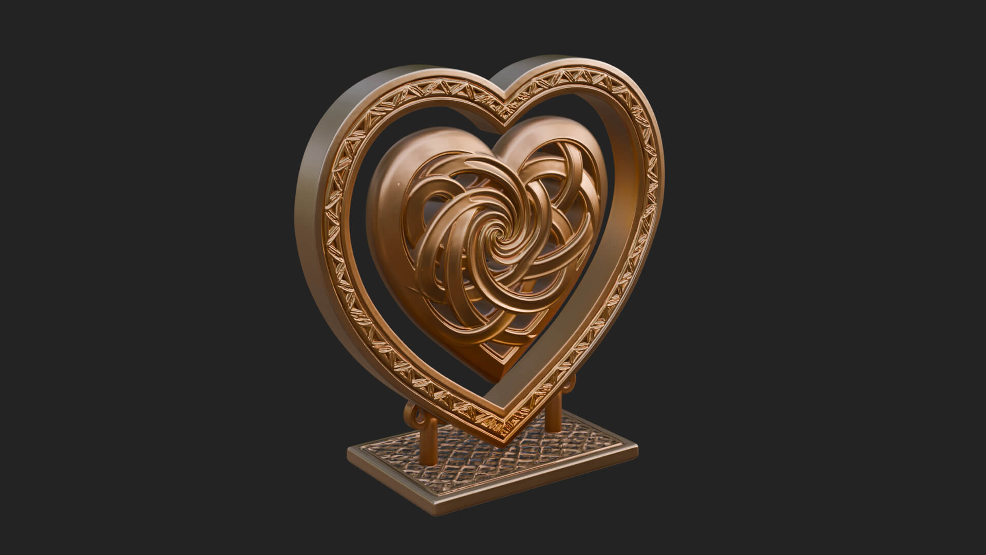 Ornate Framed Heart Plaque Design 277 3D Print Model 3D Model