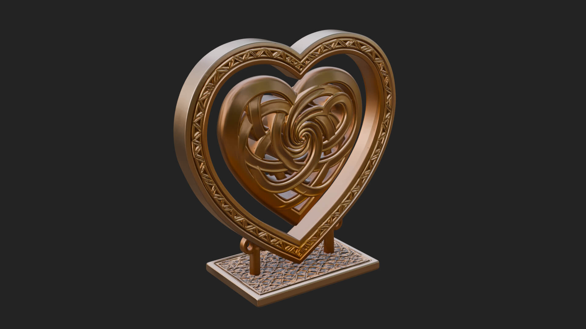 Ornate Framed Heart Plaque Design 277 3D Print Model 3D Model