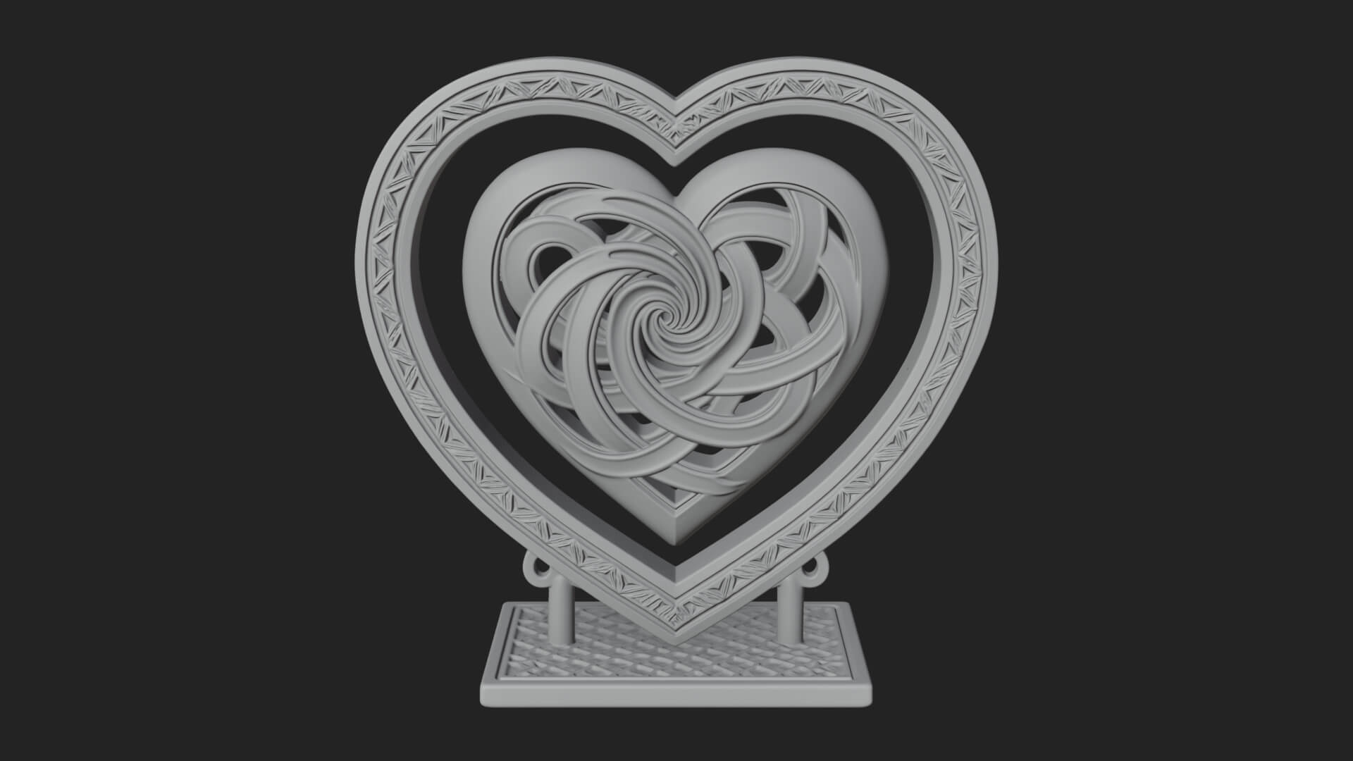 Ornate Framed Heart Plaque Design 277 3D Print Model 3D Model