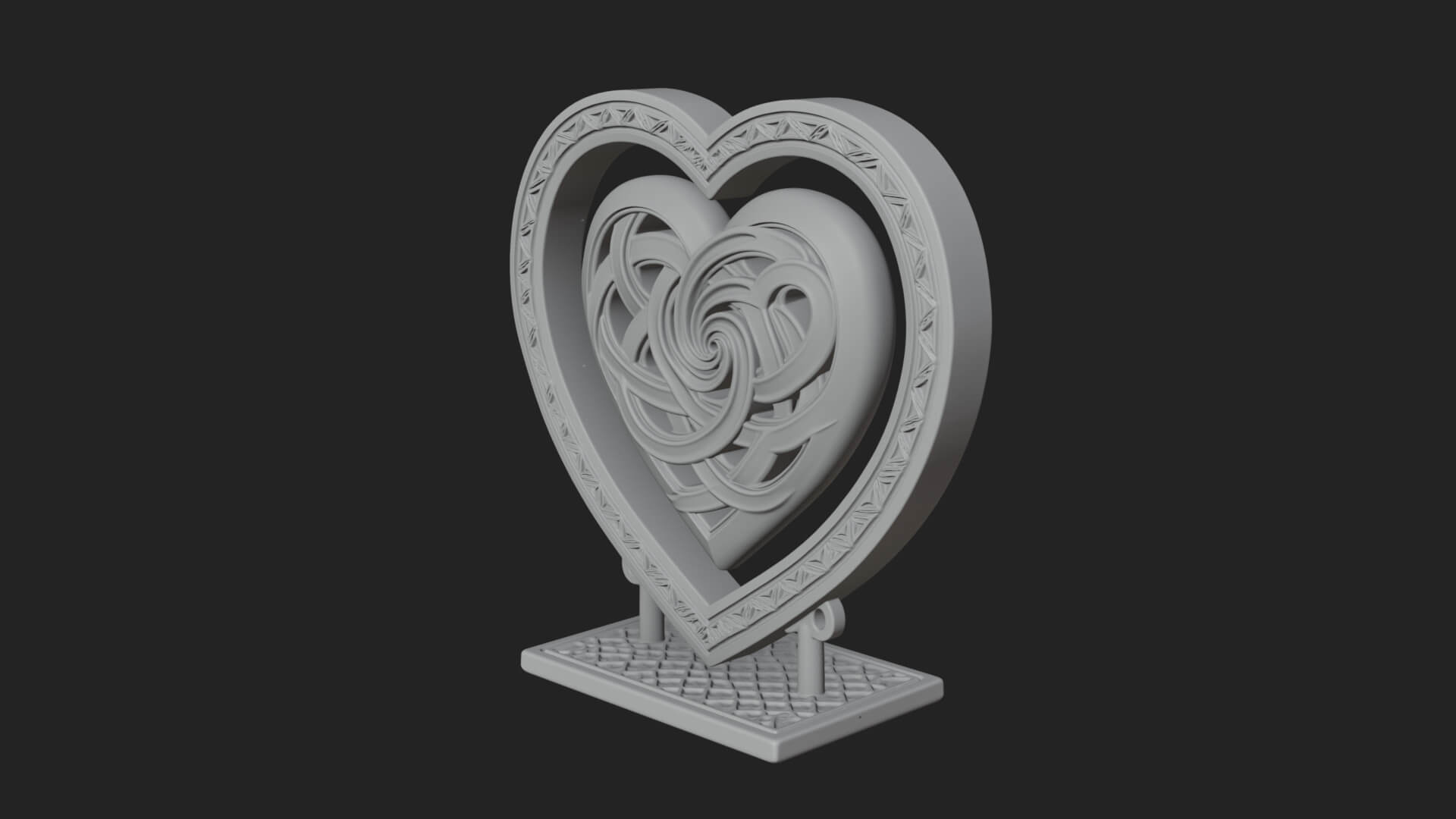 Ornate Framed Heart Plaque Design 277 3D Print Model 3D Model