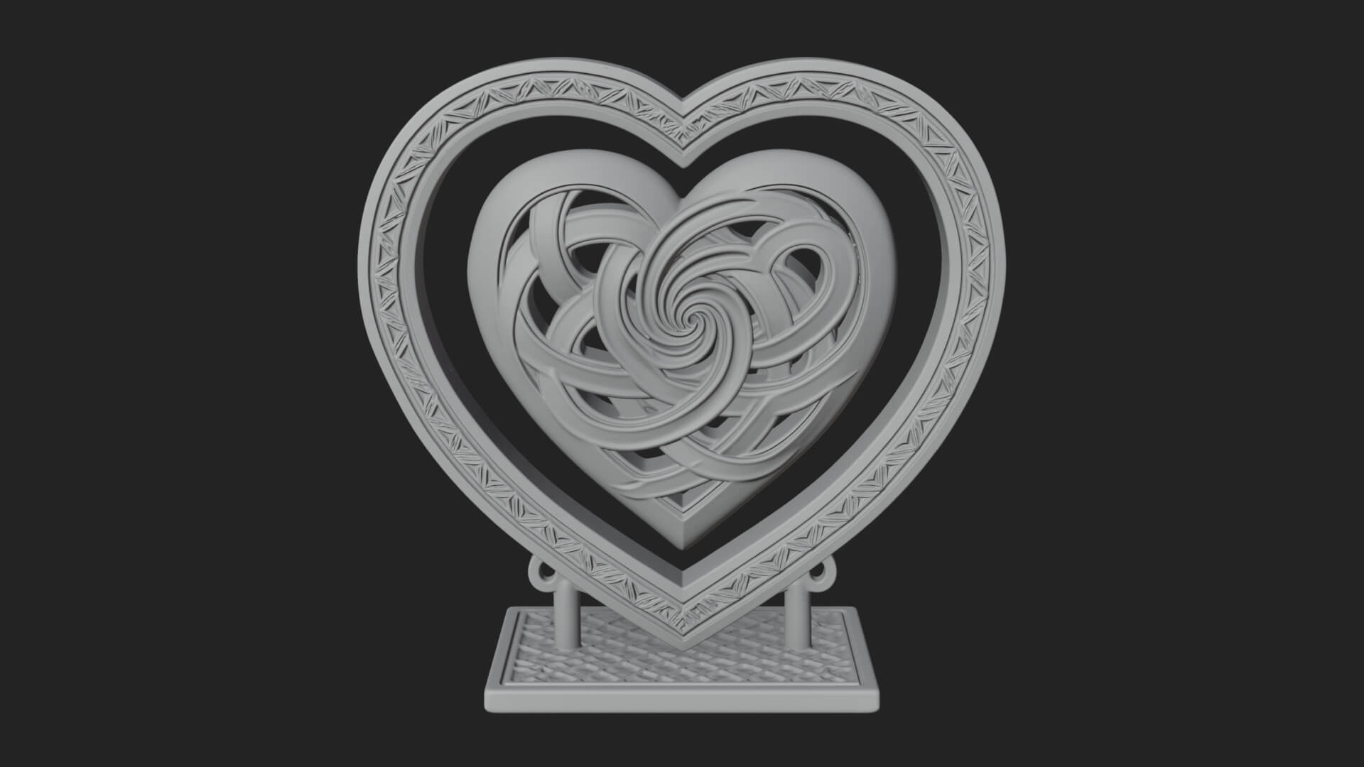 Ornate Framed Heart Plaque Design 277 3D Print Model 3D Model