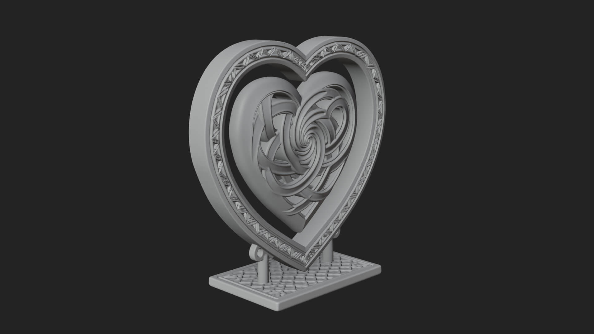 Ornate Framed Heart Plaque Design 277 3D Print Model 3D Model