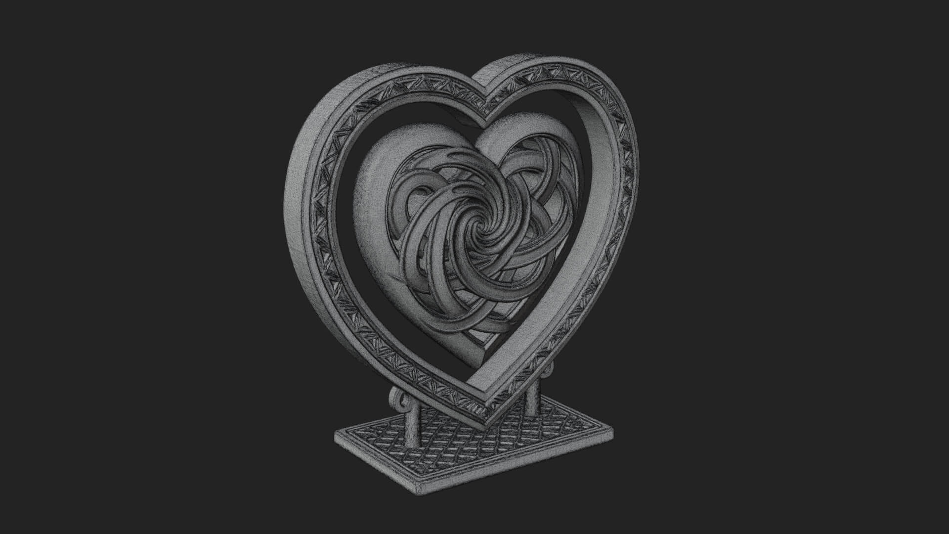 Ornate Framed Heart Plaque Design 277 3D Print Model 3D Model