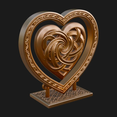 Ornate Framed Heart Plaque Design 277 3D Print Model