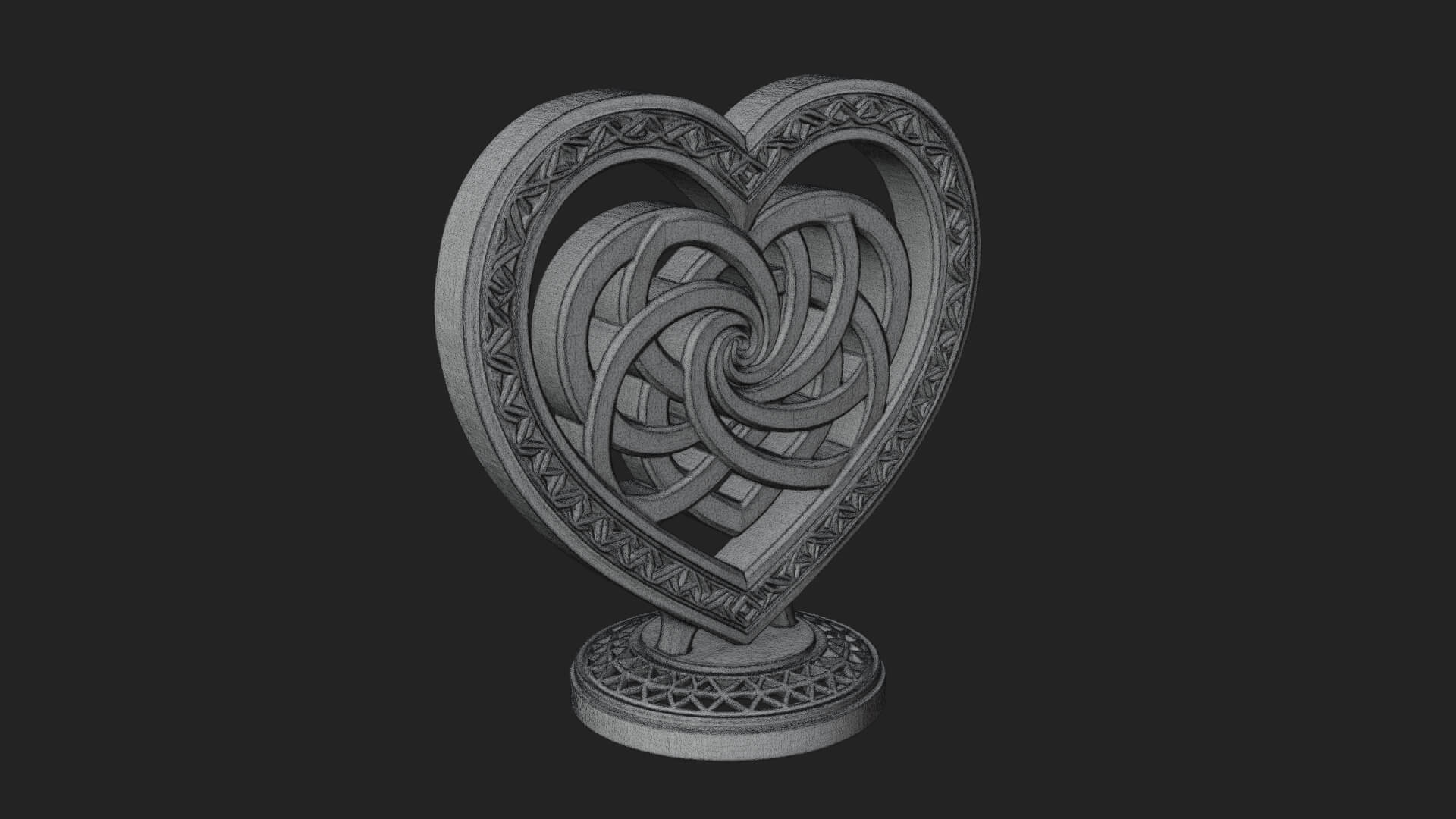 Ornate Framed Heart Plaque Design 278 3D Print Model 3D Model