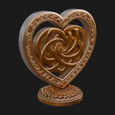 Ornate Framed Heart Plaque Design 278 3D Print Model