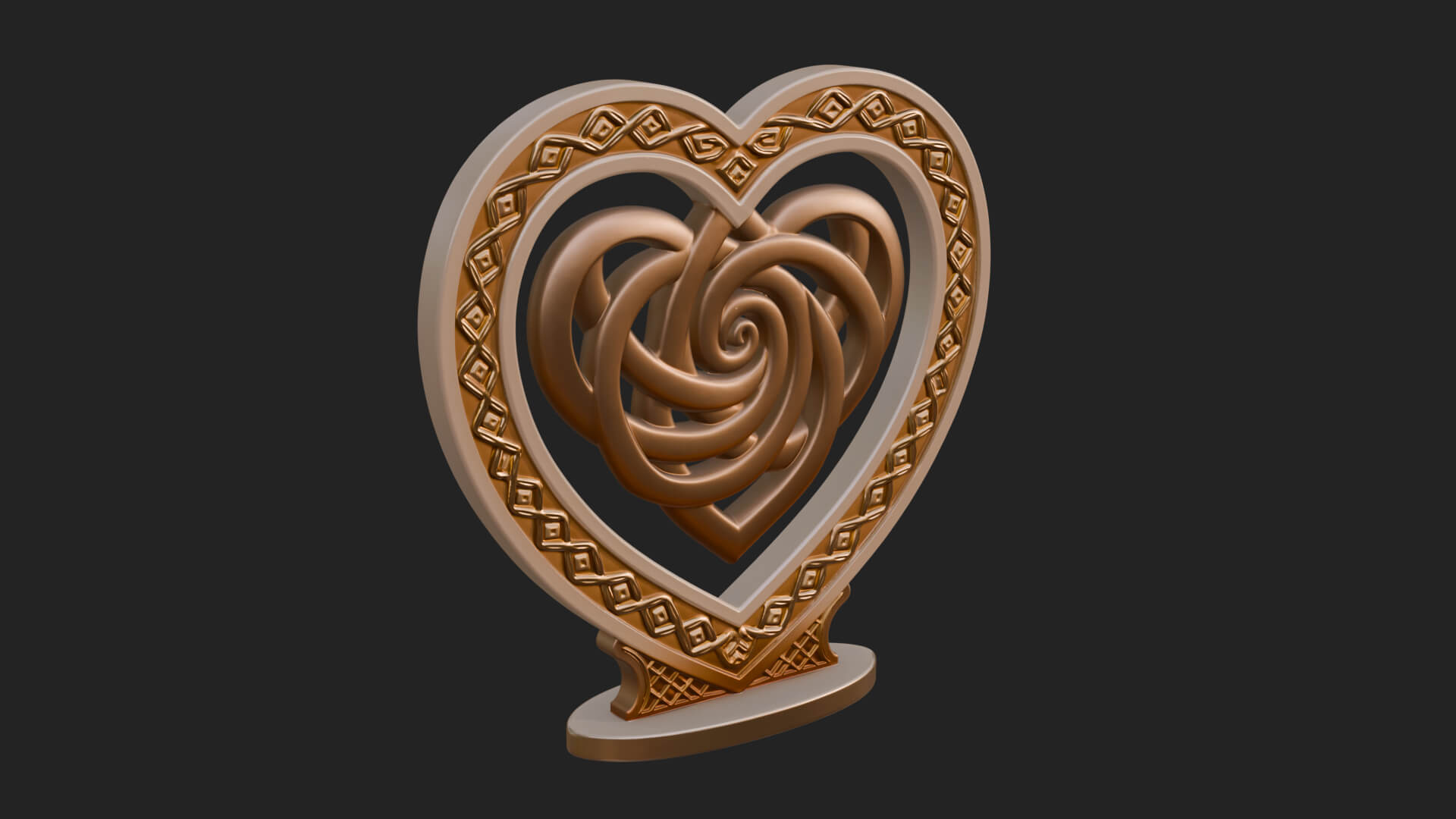 Ornate Framed Heart Plaque Design 280 3D Print Model 3D Model