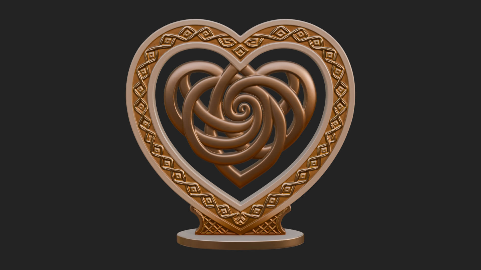 Ornate Framed Heart Plaque Design 280 3D Print Model 3D Model