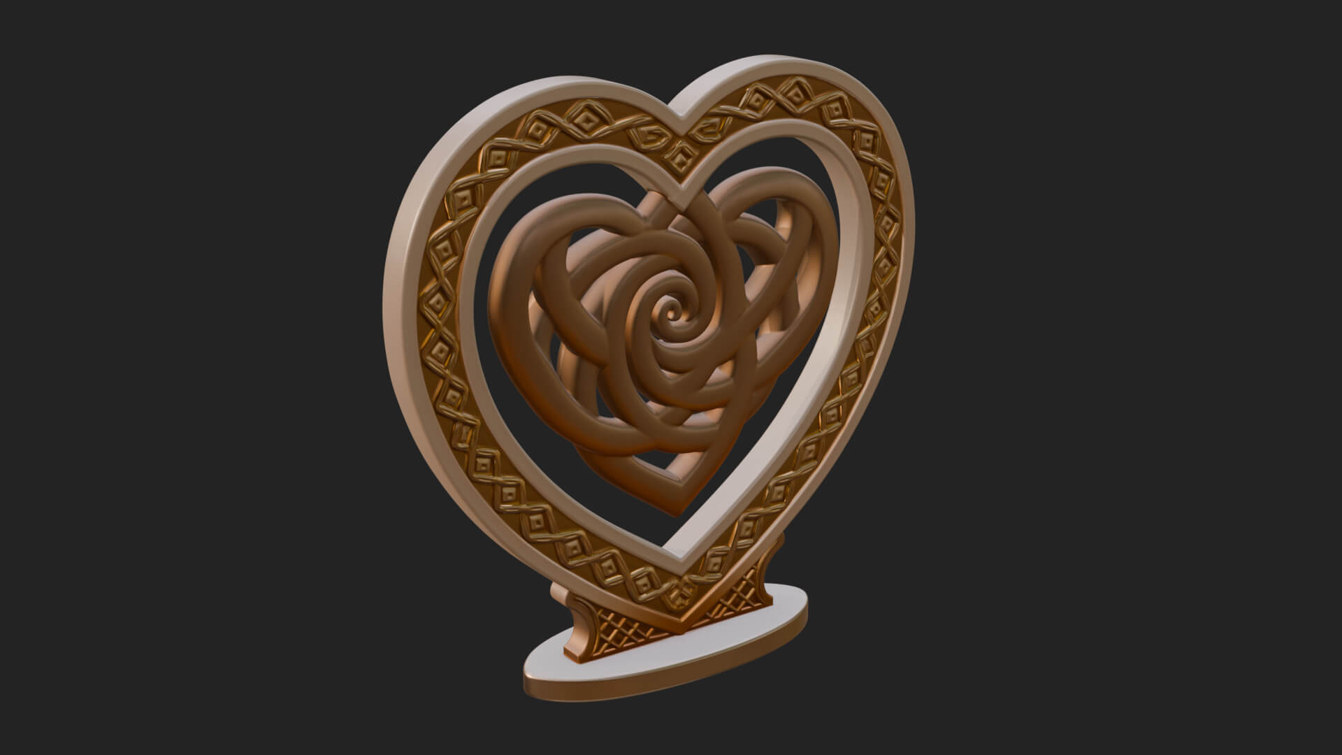 Ornate Framed Heart Plaque Design 280 3D Print Model 3D Model