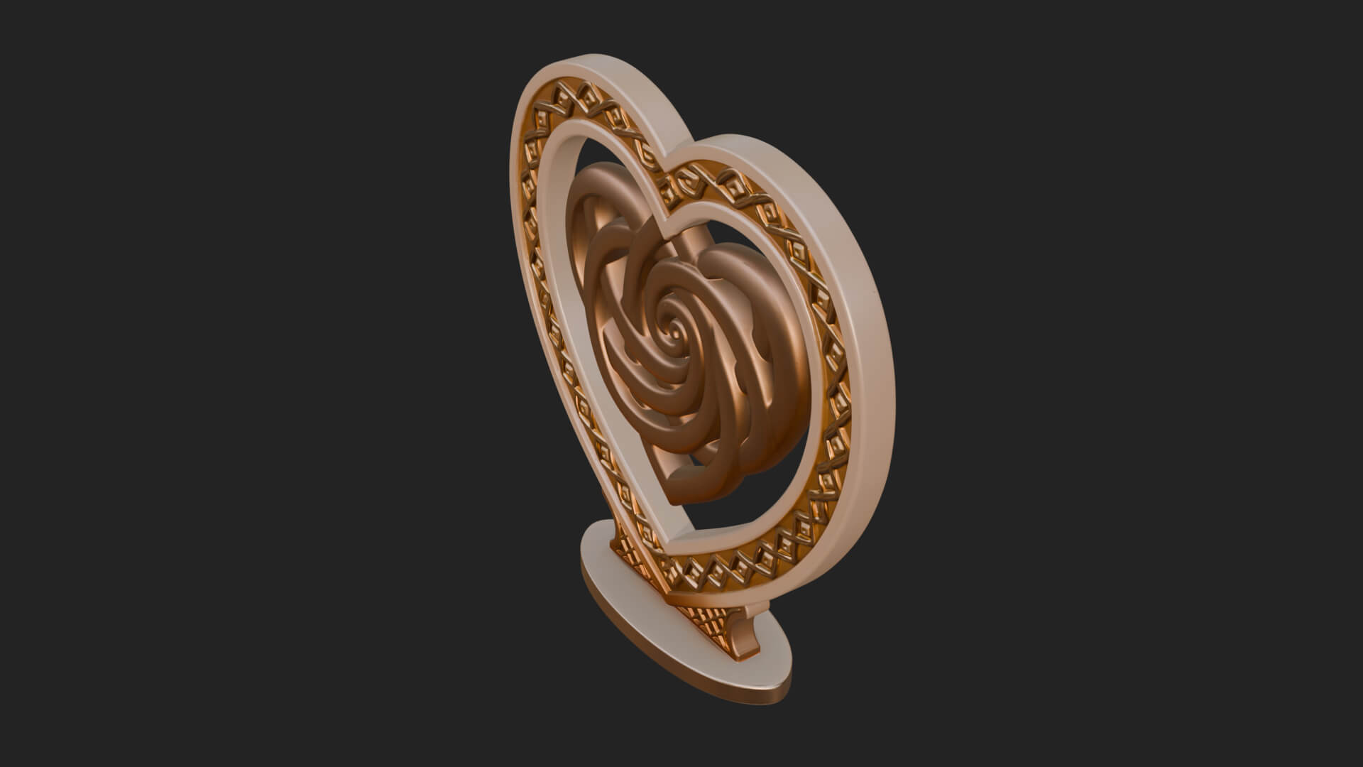 Ornate Framed Heart Plaque Design 280 3D Print Model 3D Model